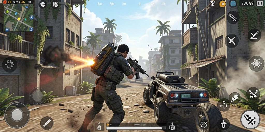 Tampilan gameplay dinamis dalam 5ZK menunjukkan aksi TPS mendebarkan.