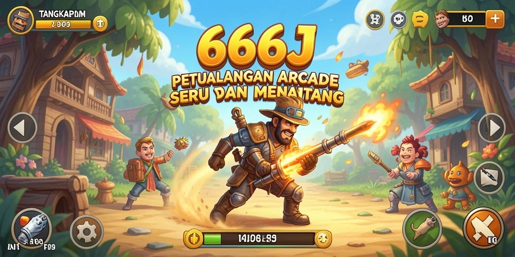 Tampilan gameplay seru di 666J dengan berbagai rintangan dan karakter.
