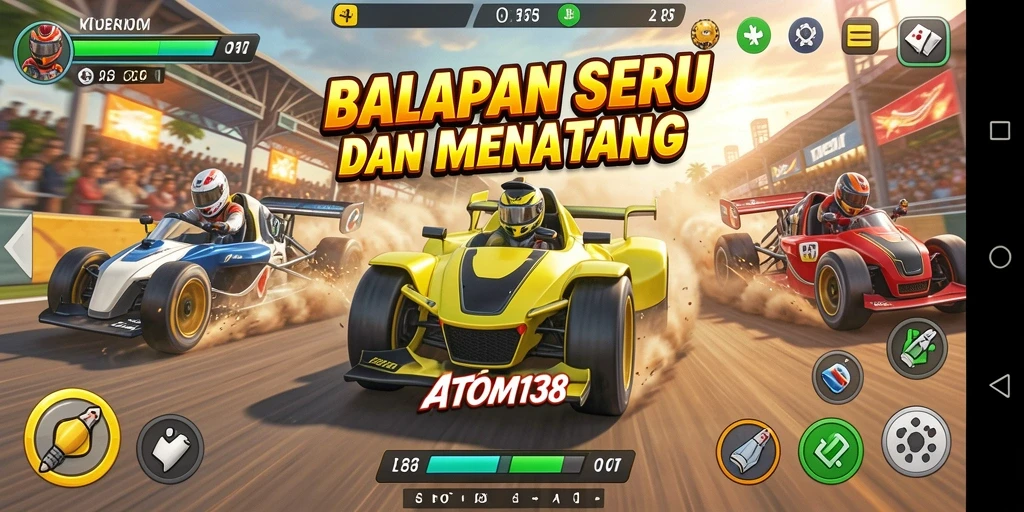 Tangkapan layar gameplay seru di ATOM138 saat balapan.