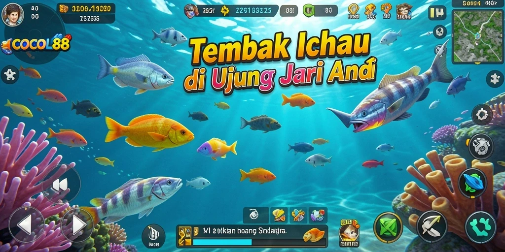 Screenshot gameplay seru COCOL88 saat menangkap ikan.