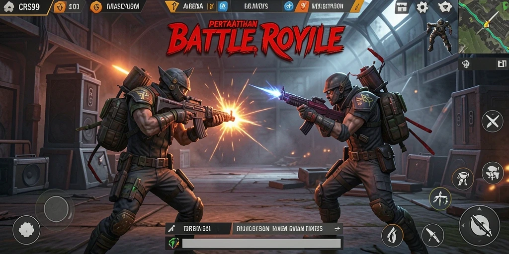 Gameplay menarik dan sengit dalam CRS99 di arena Battle Royale.