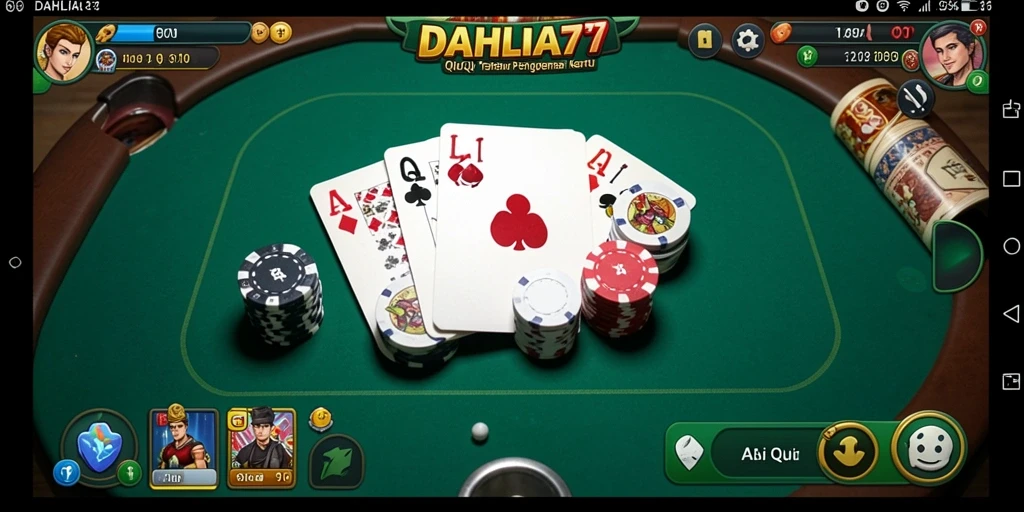 Screenshot menunjukkan permainan QiuQiu yang menegangkan dan menarik.