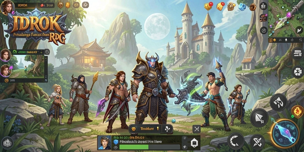 Screenshot menunjukkan pertempuran epik dalam dunia RPG IDROK.