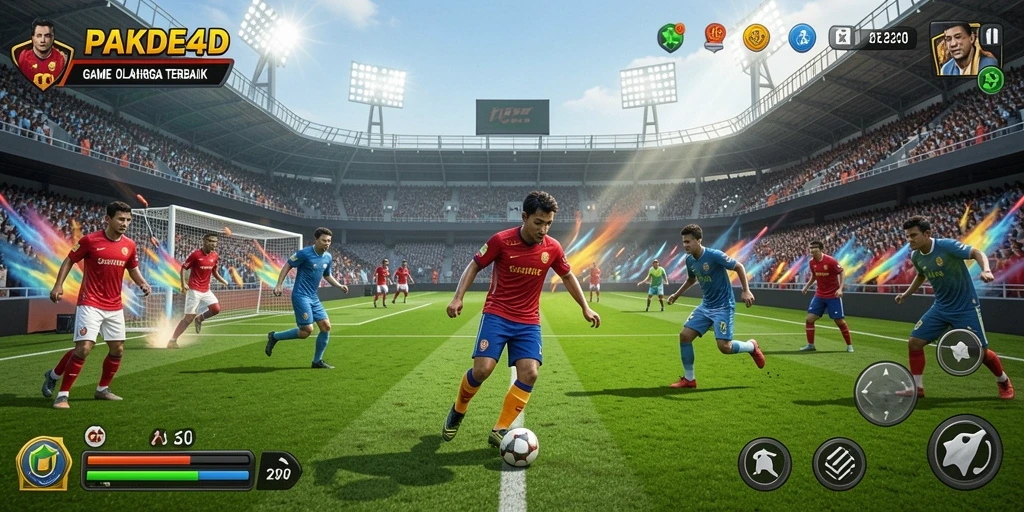 Tampilan gameplay menegangkan dalam PAKDE4D dengan aksi olahraga seru.