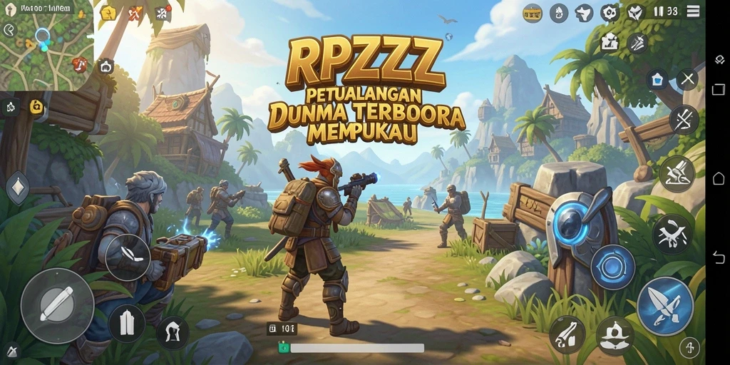 Tampilan gameplay RPZZZ yang menakjubkan dengan dunia terbuka yang luas.