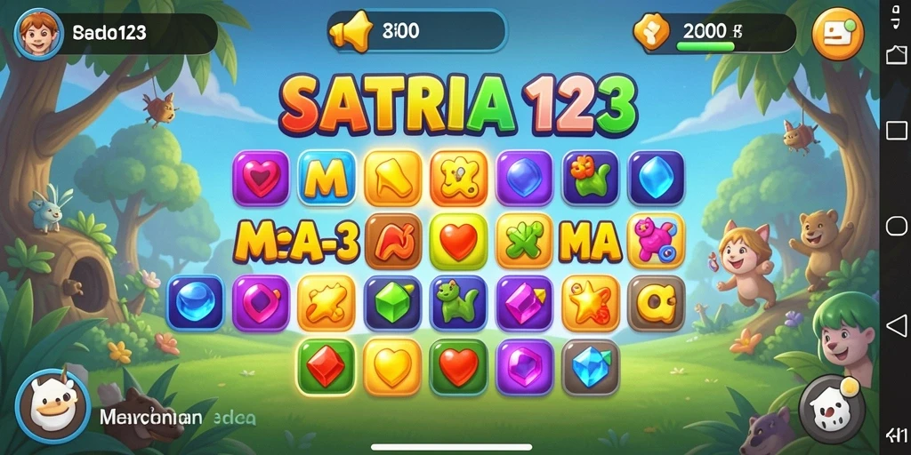 Tampilan menarik dari gameplay SATRIA123 dalam aksi Match-3.