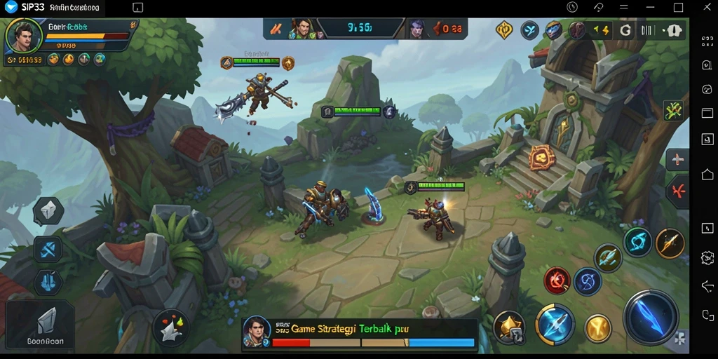 Tampilan antarmuka yang menarik dari game SLG SIP33 dengan aksi pertempuran yang seru.