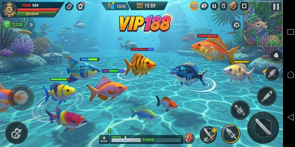 Tampilan screenshot gameplay VIP188 yang menyenangkan dengan ikan yang beragam.