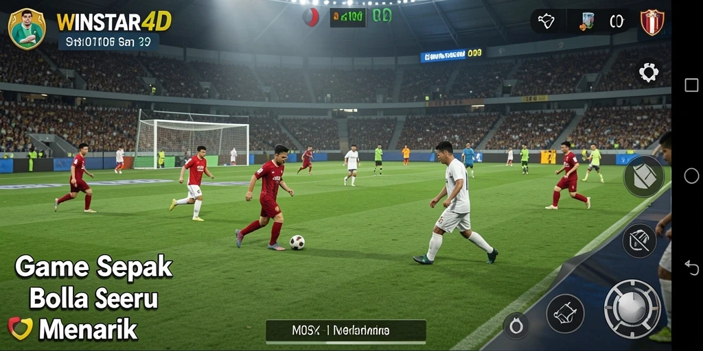 Tangkapan layar WINSTAR4D menampilkan aksi dinamis dalam pertandingan sepak bola.